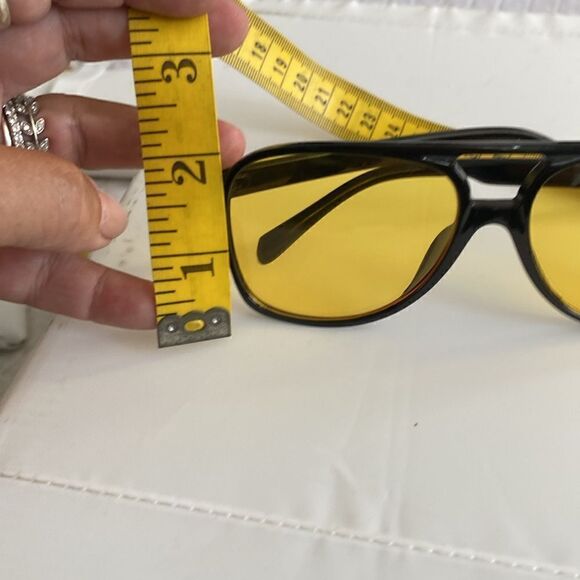Black frame, yellow lens glasses one size fits all new with case - Picture 5 of 5